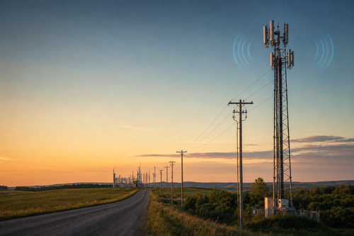 Rural Utility Landscape At Sunset-500w